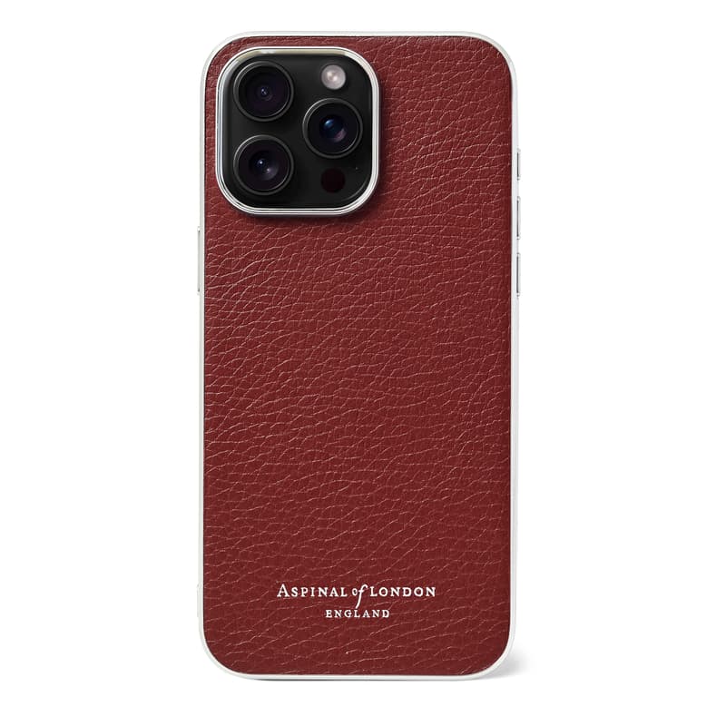 Aspinal of London iPhone 15 Pro Max Case in Merlot Pebble