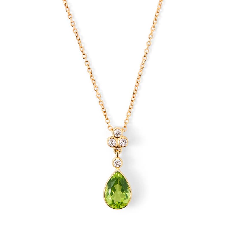 Aspinal of London Aphrodite Teardrop Peridot & Diamond Pendant Necklace