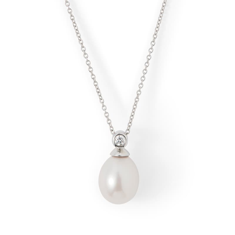 Aspinal of London Arabella Teardrop Pearl & Diamond Pendant Necklace Aspinal of London Arabella Teardrop Pearl & Diamond Pendant Necklace