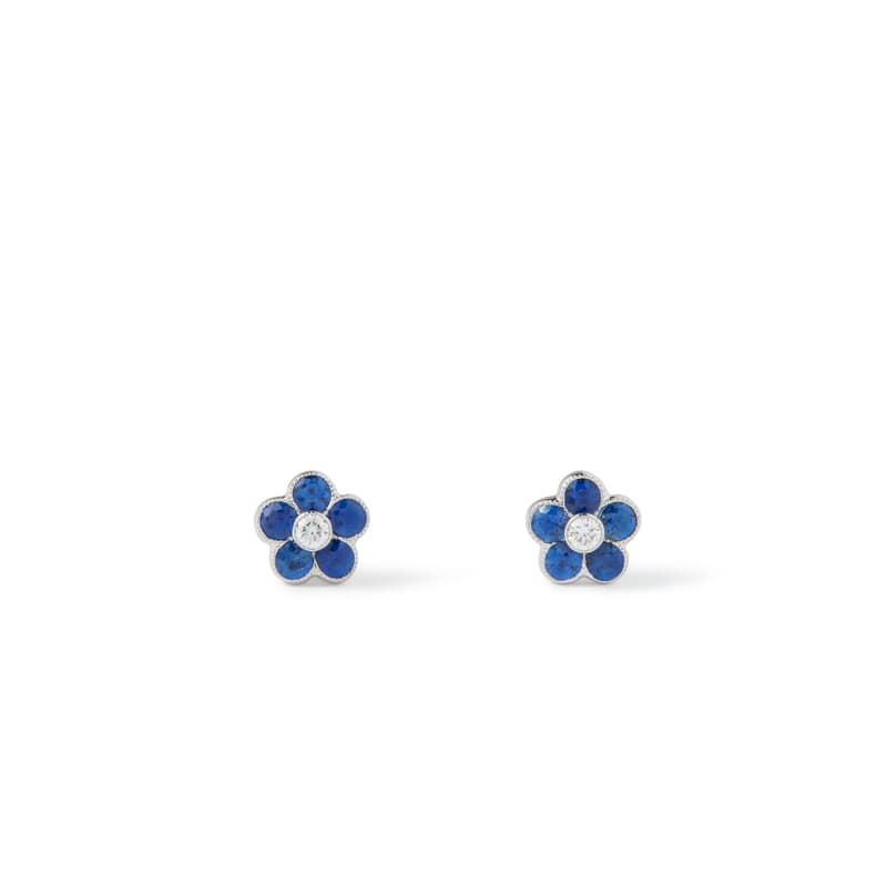 Aspinal of London Athena 18ct White Gold Sapphire & Diamond Cluster Stud Earrings