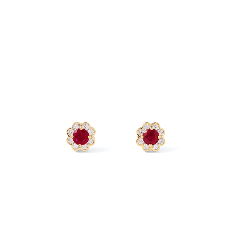 Aspinal of London Debutante Ruby & Diamond Stud Earrings
