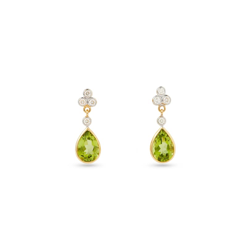 Aspinal of London Aphrodite Teardrop Peridot & Diamond Earrings