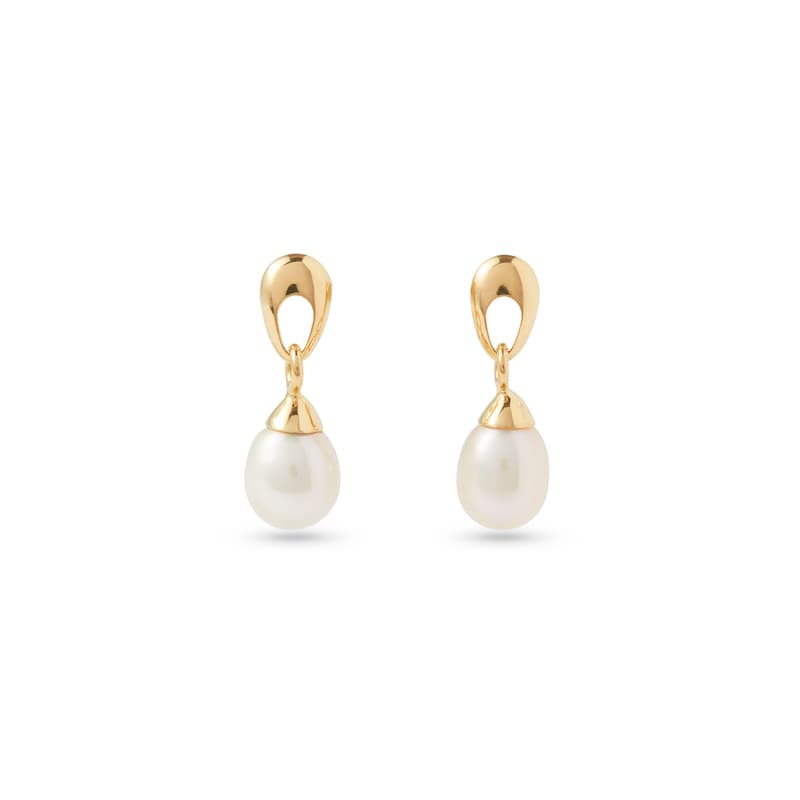 Aspinal of London Hampton Teardrop Pearl Earrings in 18ct Yellow Gold