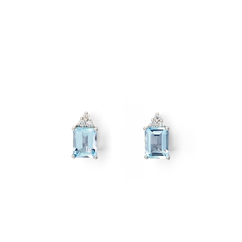 Aspinal of London Iris 18ct White Gold Aquamarine & Diamond Stud Earrings Aspinal of London Iris 18ct White Gold Aquamarine & Diamond Stud Earrings
