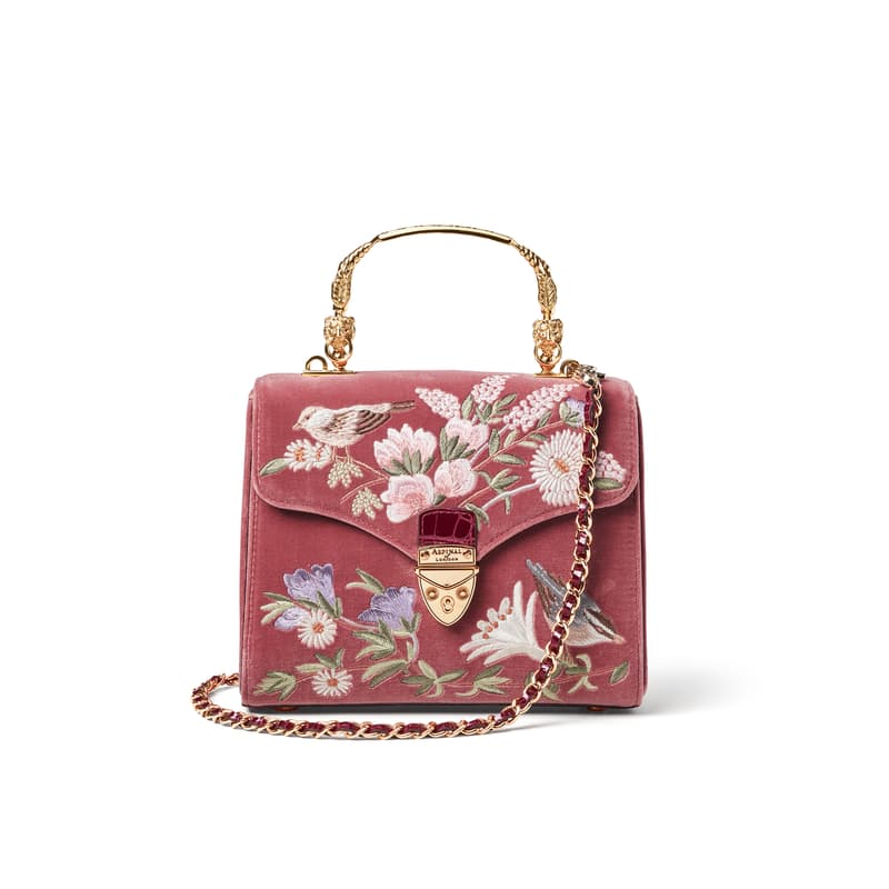 Aspinal of London Midi Mayfair in English Garden Bird Hand Embroidery