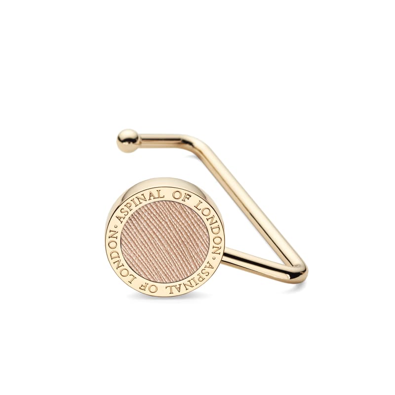 Aspinal of London Handbag Hook in Champagne Metallic Saffiano
