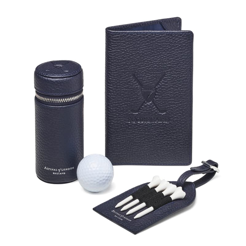 Aspinal of London Golf Set Collection in Navy Pebble