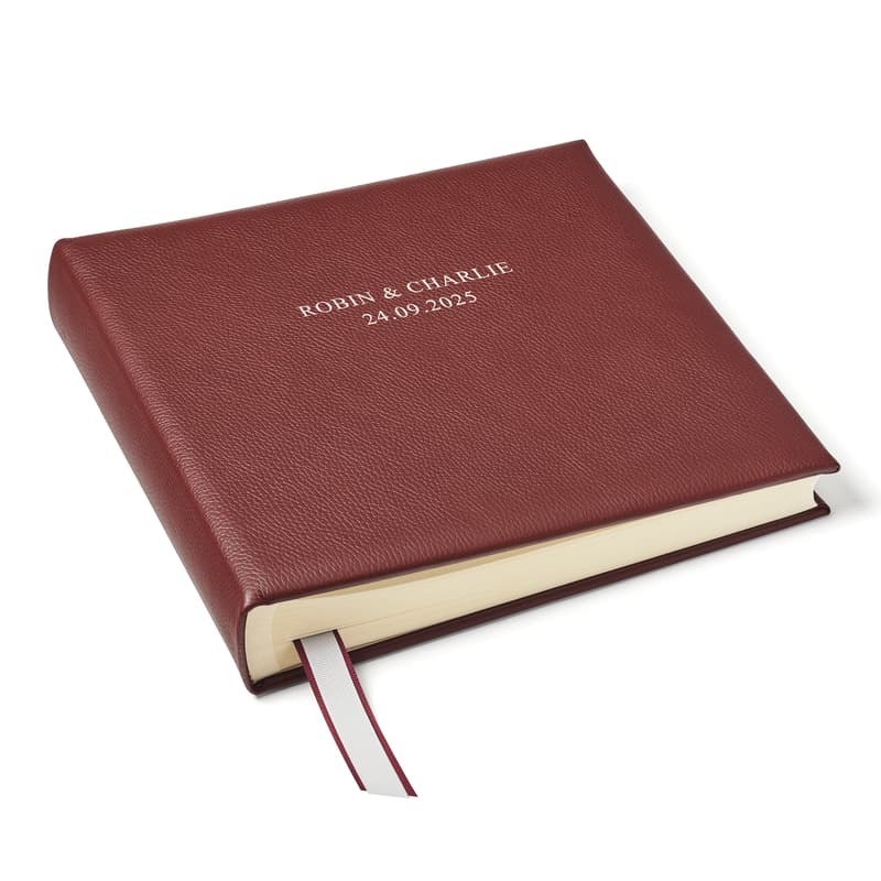 Aspinal of London 12-inch Leather Photo Album in Merlot Pebble