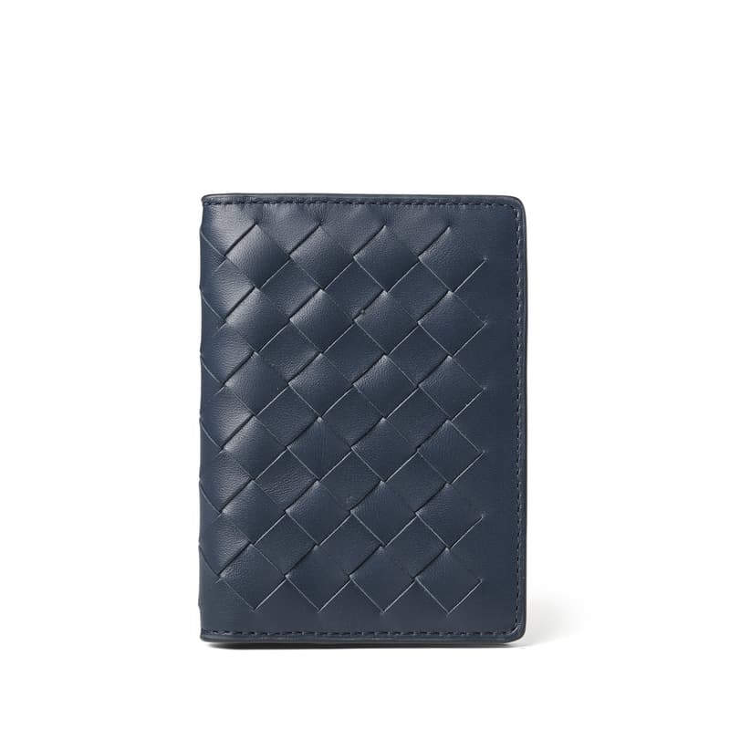 Aspinal of London Double Fold Credit Card Holder in French Navy Woven Leather