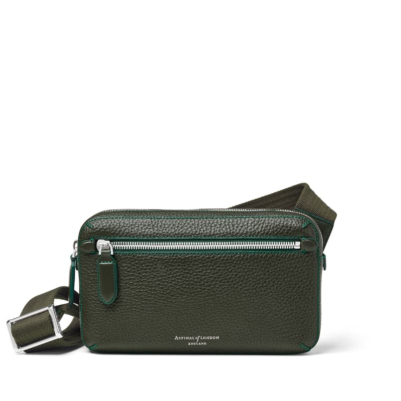 Aspinal of London Reporter Compact Crossbody Bag in Forest Green Pebble Aspinal of London Reporter Compact Crossbody Bag in Forest Green Pebble