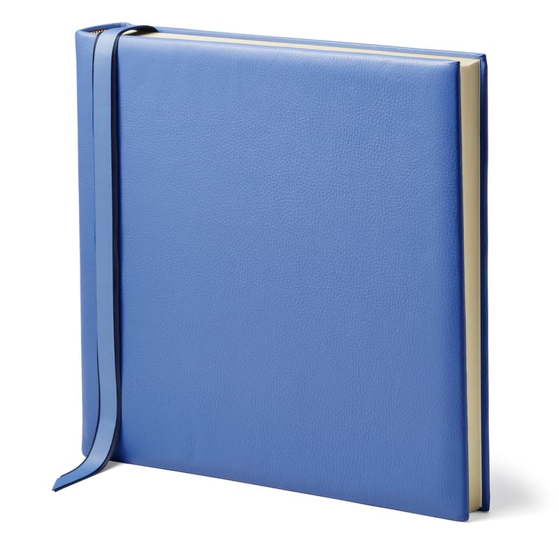 Aspinal of London 14-inch Leather Photo Album in Capri Blue Pebble