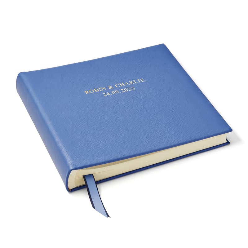 Aspinal of London 14-inch Leather Photo Album in Capri Blue Pebble