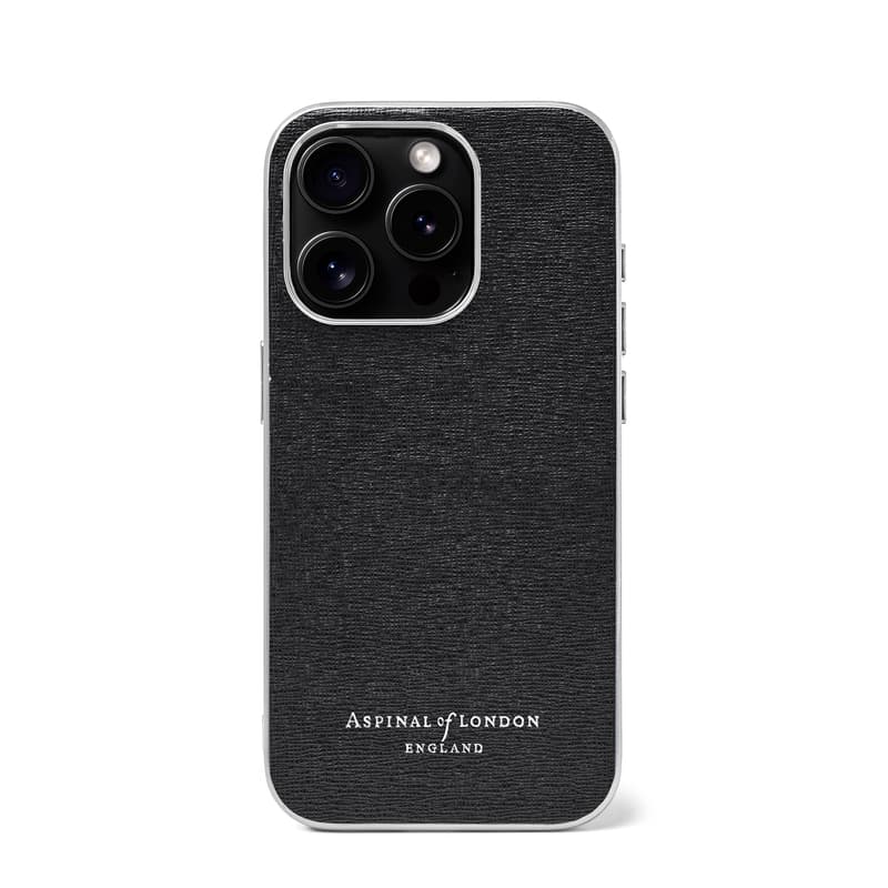 Aspinal of London iPhone 15 Pro Case in Black Saffiano