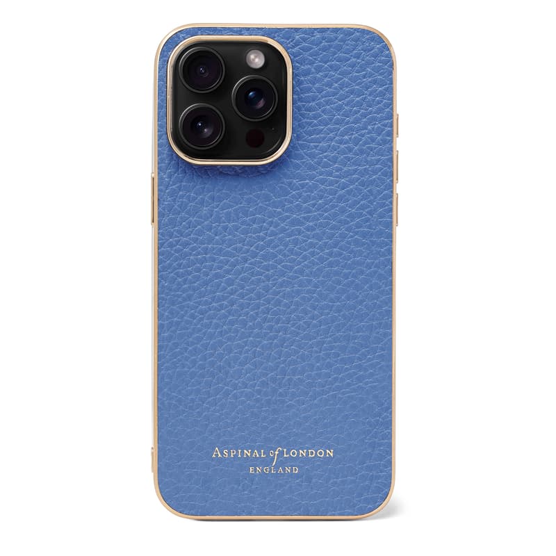 Aspinal of London iPhone 15 Pro Max Case in Capri Blue Pebble