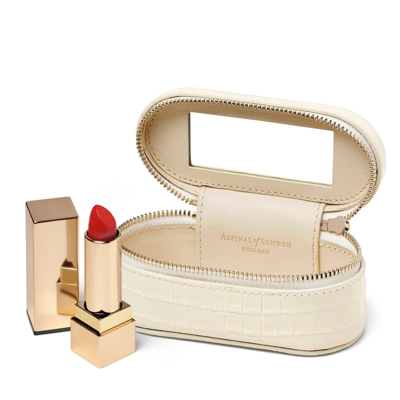 Aspinal of London Handbag Tidy All in Deep Shine Ivory Small Croc Aspinal of London Handbag Tidy All in Deep Shine Ivory Small Croc