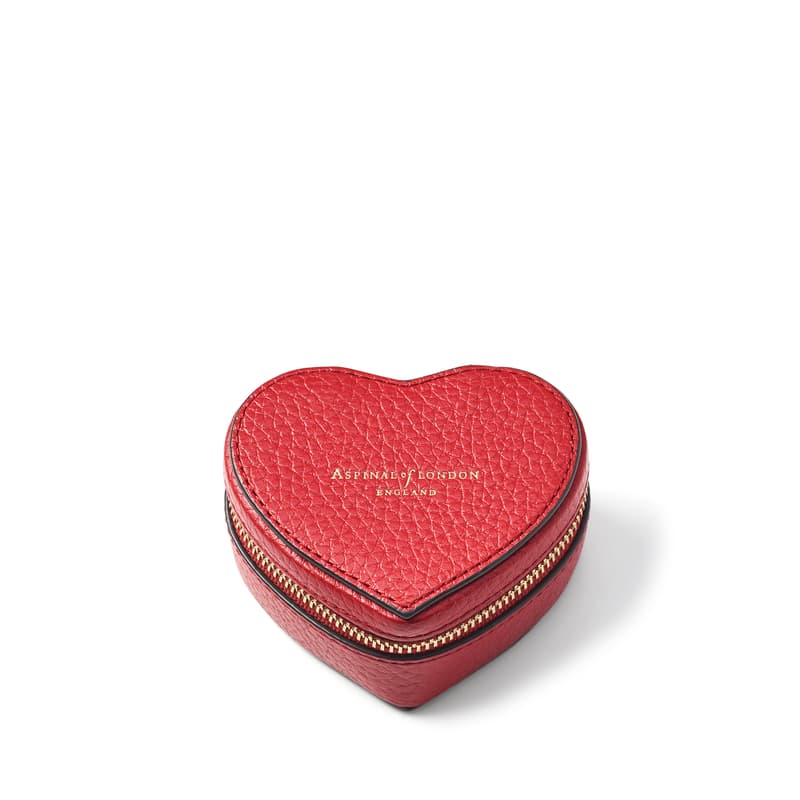 Aspinal of London Heart Ring Box in Cardinal Red Pebble