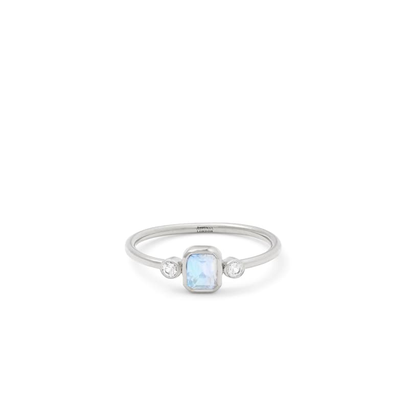 Aspinal of London Gemstone Ring in Rainbow Moonstone & Sterling Silver 925 Aspinal of London Gemstone Ring in Rainbow Moonstone & Sterling Silver 925
