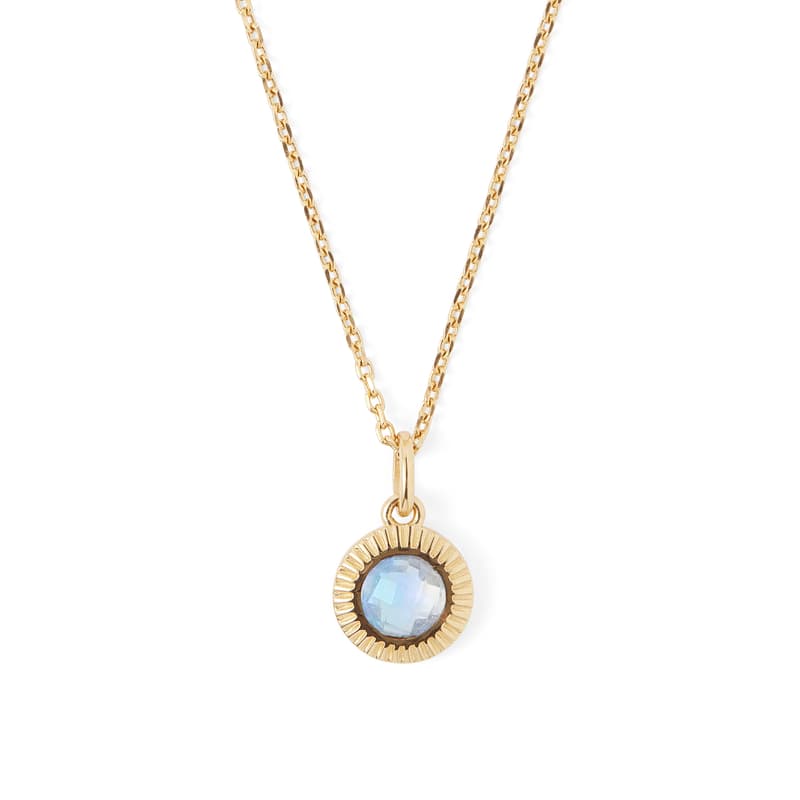 Aspinal of London Gemstone Pendant Necklace in Rainbow Moonstone & 18ct Gold Vermeil Aspinal of London Gemstone Pendant Necklace in Rainbow Moonstone & 18ct Gold Vermeil