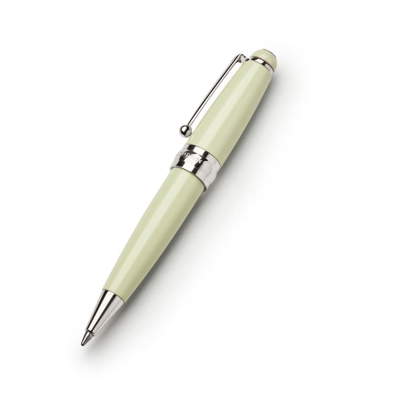 Aspinal of London Baby Ballpoint Pen in Pistachio Enamel & Silver Plated