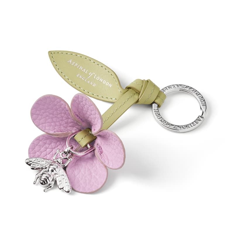 Aspinal of London Wildflower & Bee Keyring in Powder Lilac Pebble