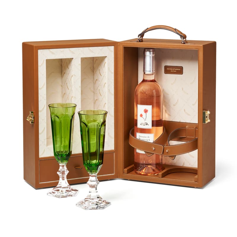 Aspinal of London Weinkiste in glattem Hellbraun