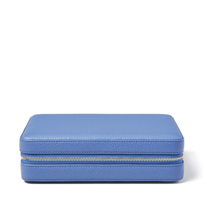 Aspinal of London Large Travel Jewellery Case in Capri Blue Pebble