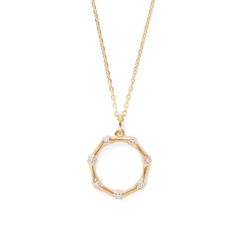 Aspinal of London Bamboo Pendant Necklace in White Topaz & 18ct Gold Vermeil