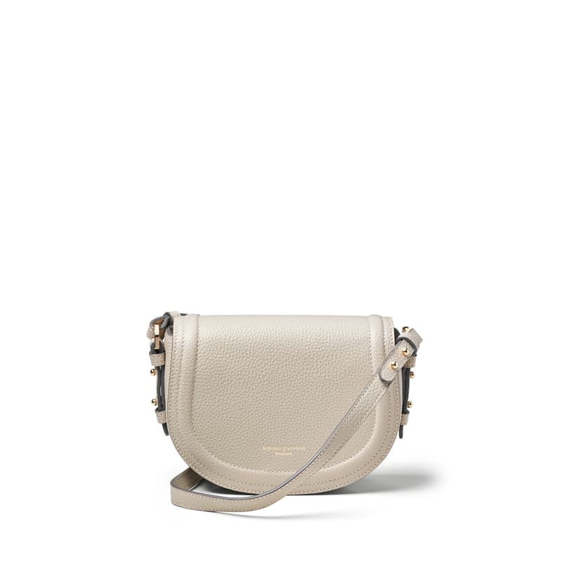Aspinal of London Small Stella Satchel Crossbody Bag in Dove Grey Pebble