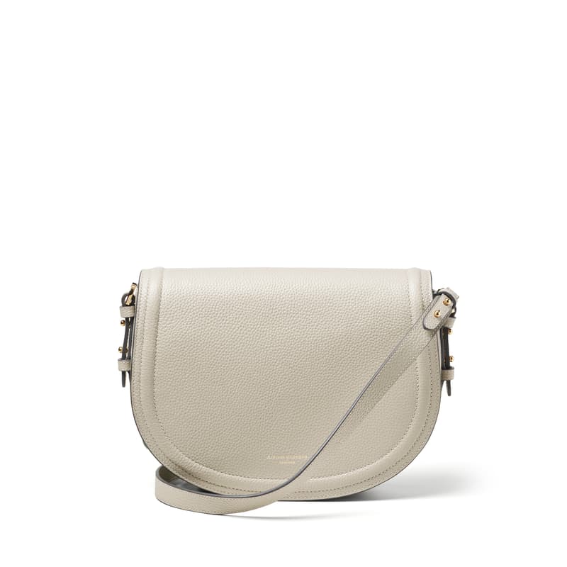 Aspinal of London Stella Satchel Crossbody Bag in Dove Grey Pebble