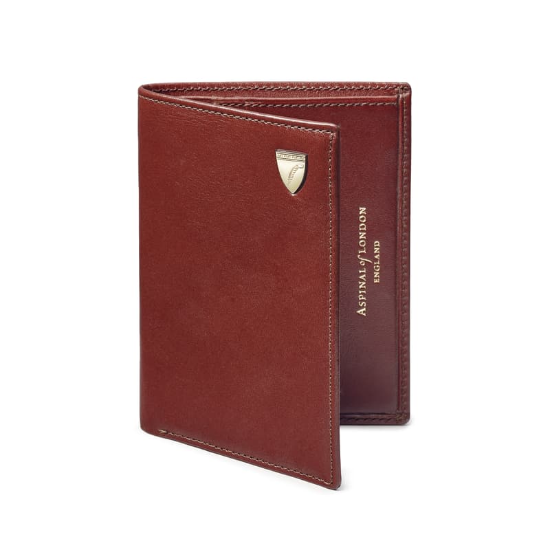 Aspinal of London Credit Card Wallet with Notes Pocket in Smooth Cognac