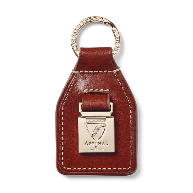 Aspinal of London Shield & Plaque Keyring in Smooth Cognac Aspinal of London Shield & Plaque Keyring in Smooth Cognac