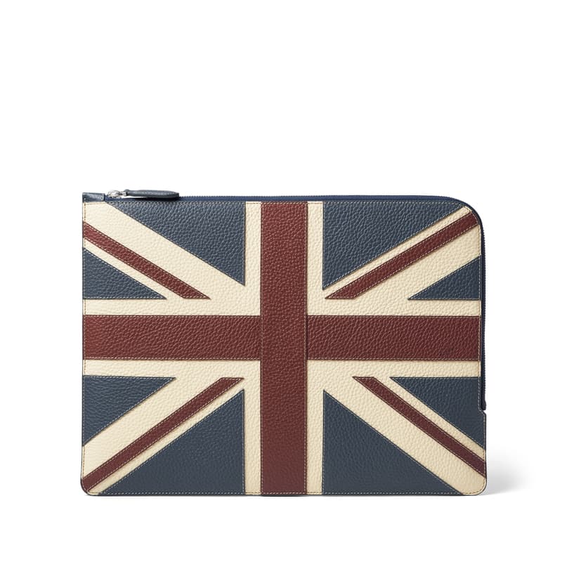Aspinal of London City Laptop Leather Folio Case in Brit Pebble