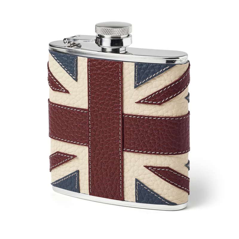 Aspinal of London Classic 5oz Leather Hip Flask in Brit Pebble