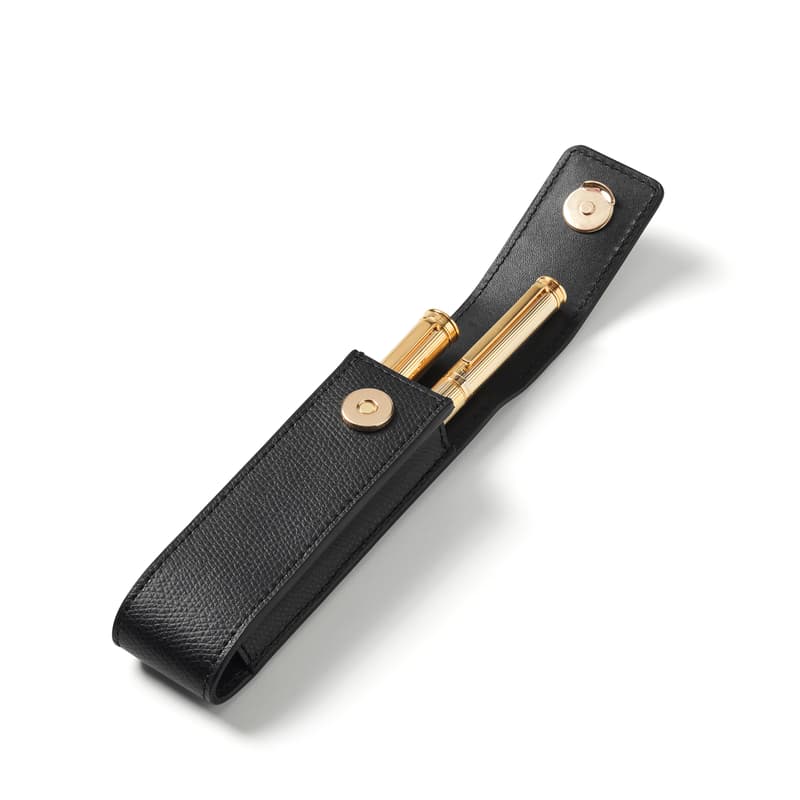 Aspinal of London Duo Pen Case in Black Soft Saffiano Aspinal of London Duo Pen Case in Black Soft Saffiano