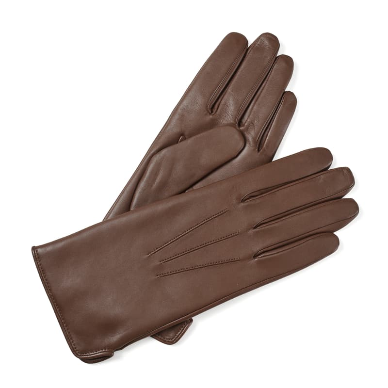 Aspinal of London Women's Cashmere Lined Leather Gloves in Saddle Tan Nappa Aspinal of London Women's Cashmere Lined Leather Gloves in Saddle Tan Nappa
