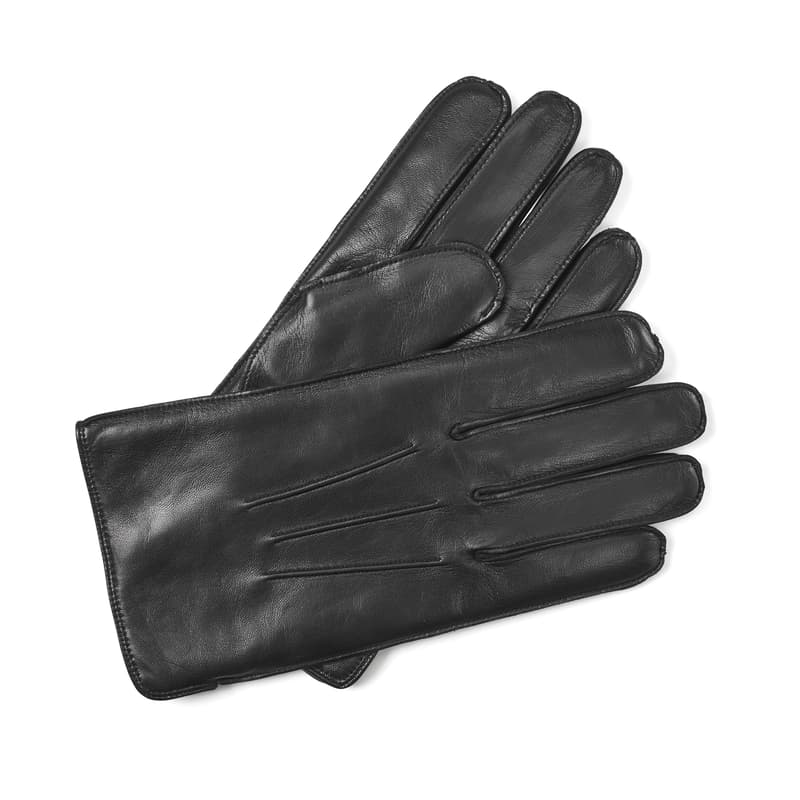 Aspinal of London Men's Black Nappa Cashmere Lined Leather Gloves Aspinal of London Men's Black Nappa Cashmere Lined Leather Gloves