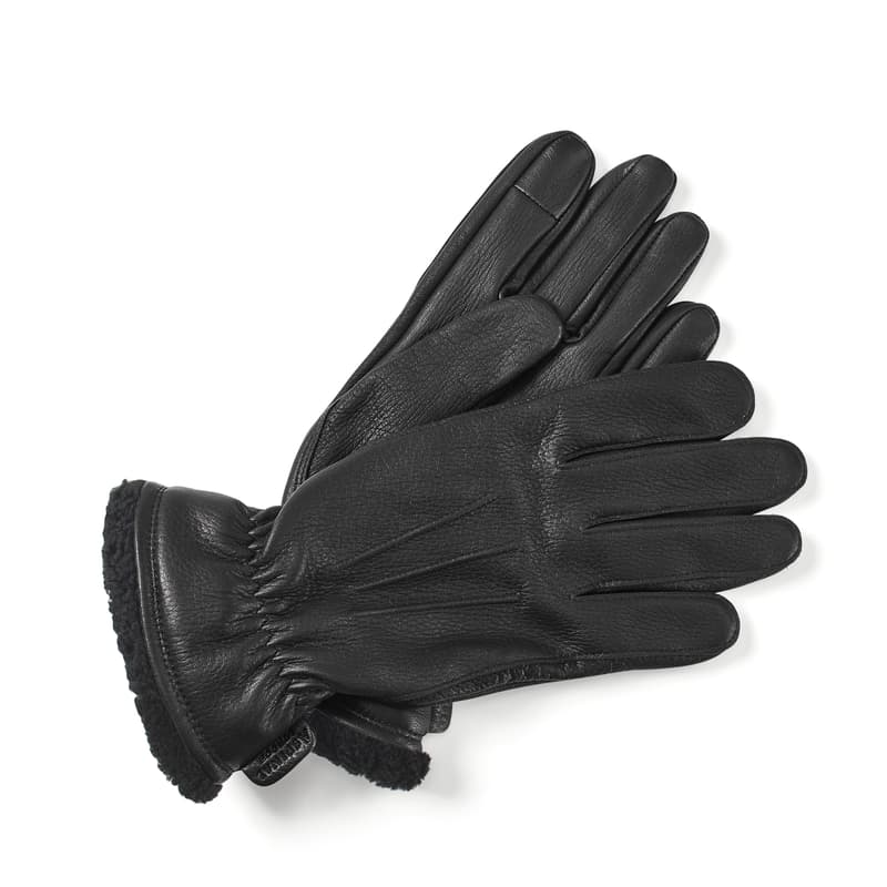 Aspinal of London Men's Shearling Lined Leather Gloves in Black Nappa Aspinal of London Men's Shearling Lined Leather Gloves in Black Nappa