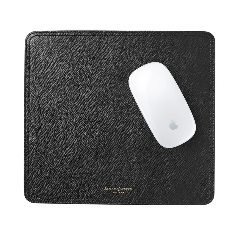 Aspinal of London Travel Mouse Pad in Black Soft Saffiano