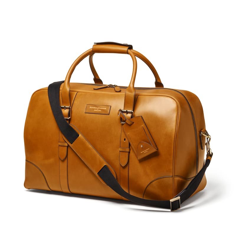Aspinal of London Harrison Large Weekender Travel Bag in Smooth English Tan