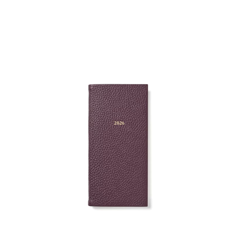 Aspinal of London 2026 Slim Pocket Leather Diary in Fig Pebble