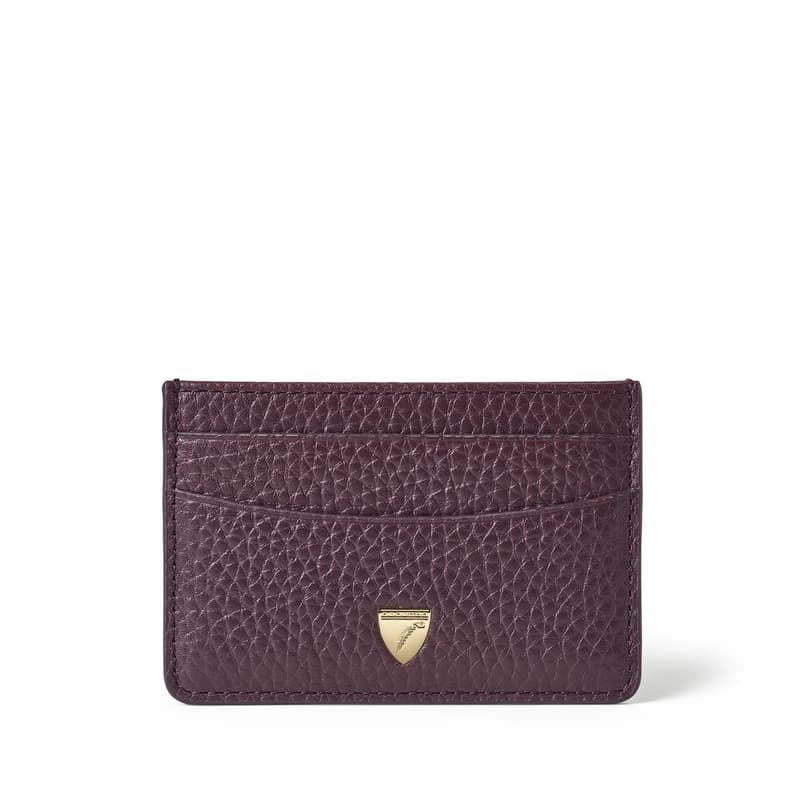 Aspinal of London Slim Credit Card Holder in Fig Pebble