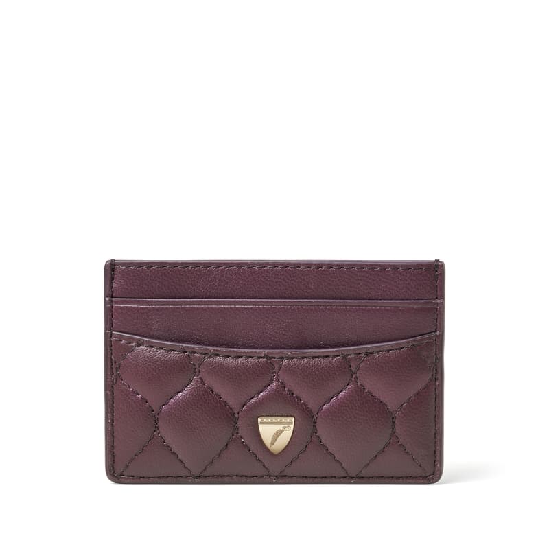 Aspinal of London Slim Credit Card Holder in Fig Quilted Nappa
