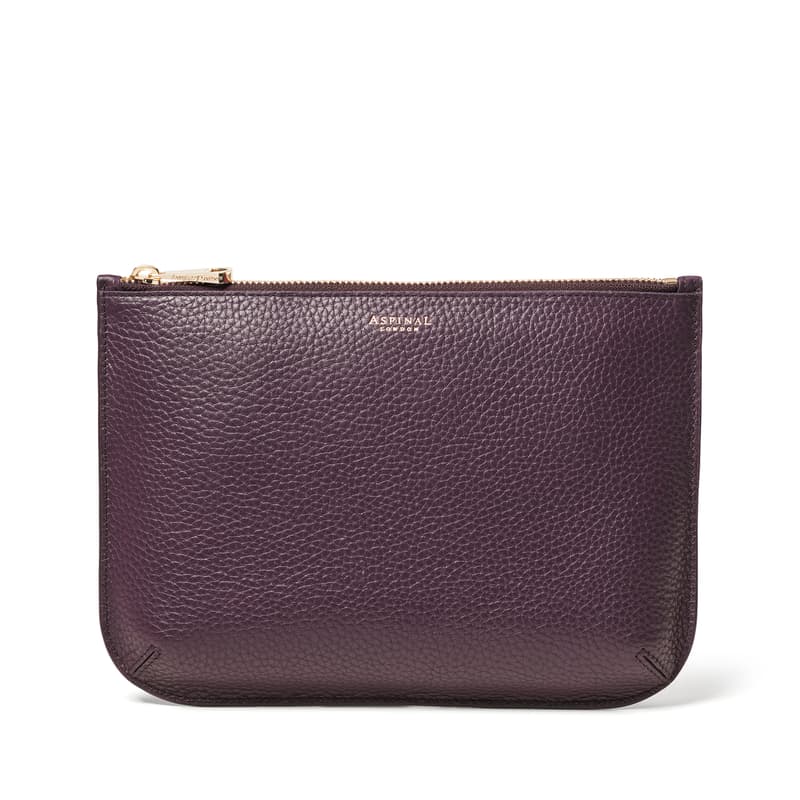 Aspinal of London Large Ella Pouch in Fig Pebble Aspinal of London Large Ella Pouch in Fig Pebble