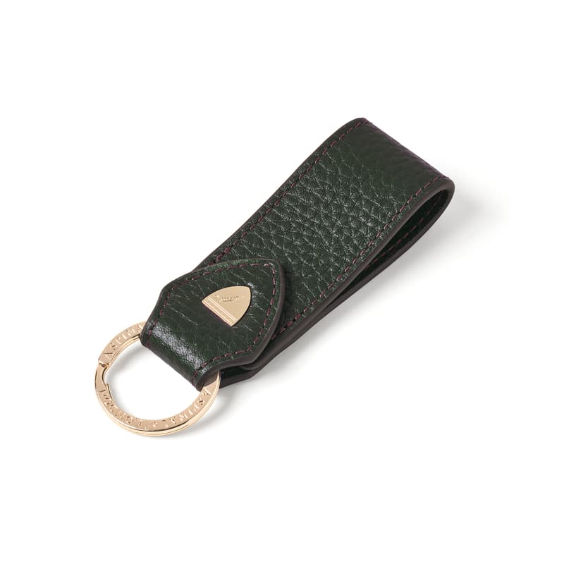 Aspinal of London Small Leather Loop Keyring in Alpine Green Pebble Aspinal of London Small Leather Loop Keyring in Alpine Green Pebble