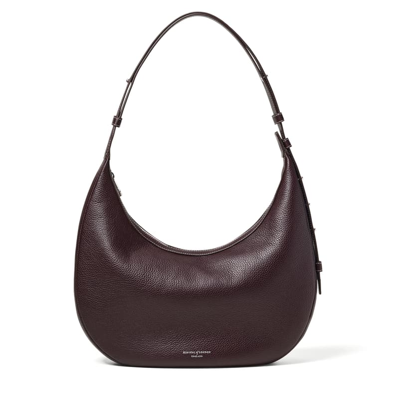 Aspinal of London Hudson Crescent in Wine Milled Pebble Aspinal of London Hudson Crescent in Wine Milled Pebble