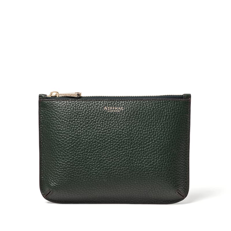 Aspinal of London Medium Ella Pouch in Alpine Green Pebble