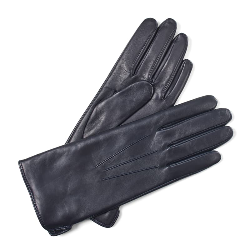 Aspinal of London Women's Leather Gloves in Navy Nappa with Cashmere Lining Aspinal of London Women's Leather Gloves in Navy Nappa with Cashmere Lining