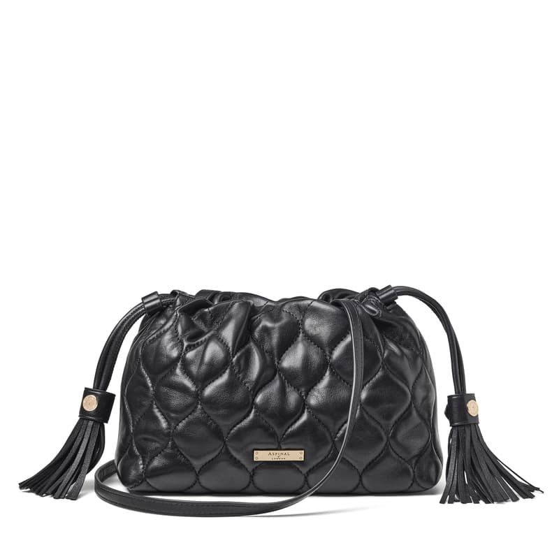 Aspinal of London Amelia in Black Quilted Nappa Aspinal of London Amelia in Black Quilted Nappa