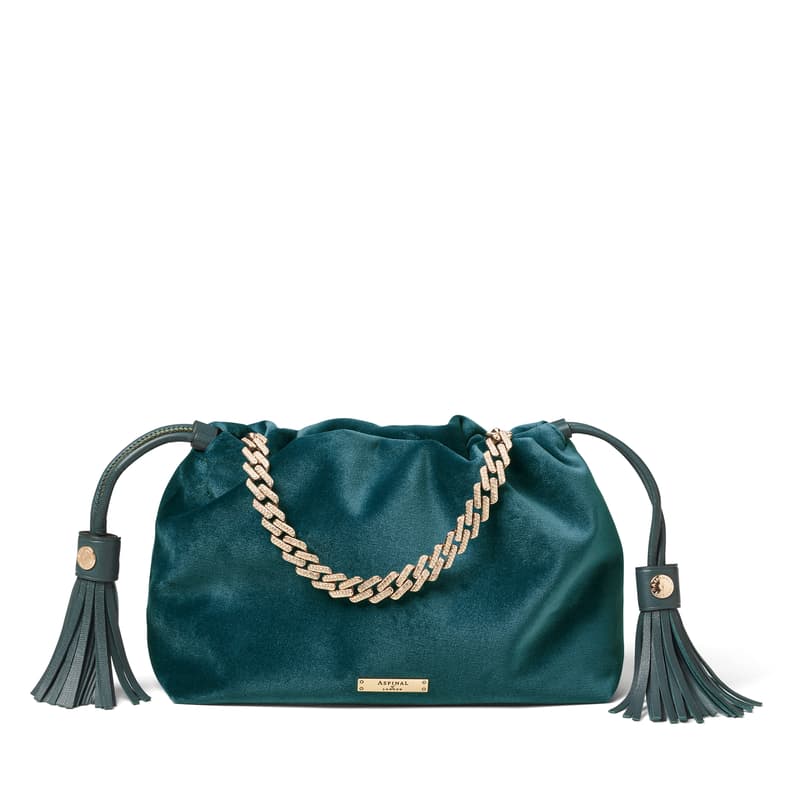 Aspinal of London Amelia in Peacock Blue Velvet