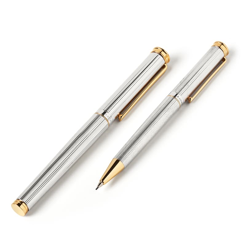 Aspinal of London Regent Pen & Pencil Set in Sterling Silver 925 with 23ct Gold Aspinal of London Regent Pen & Pencil Set in Sterling Silver 925 with 23ct Gold